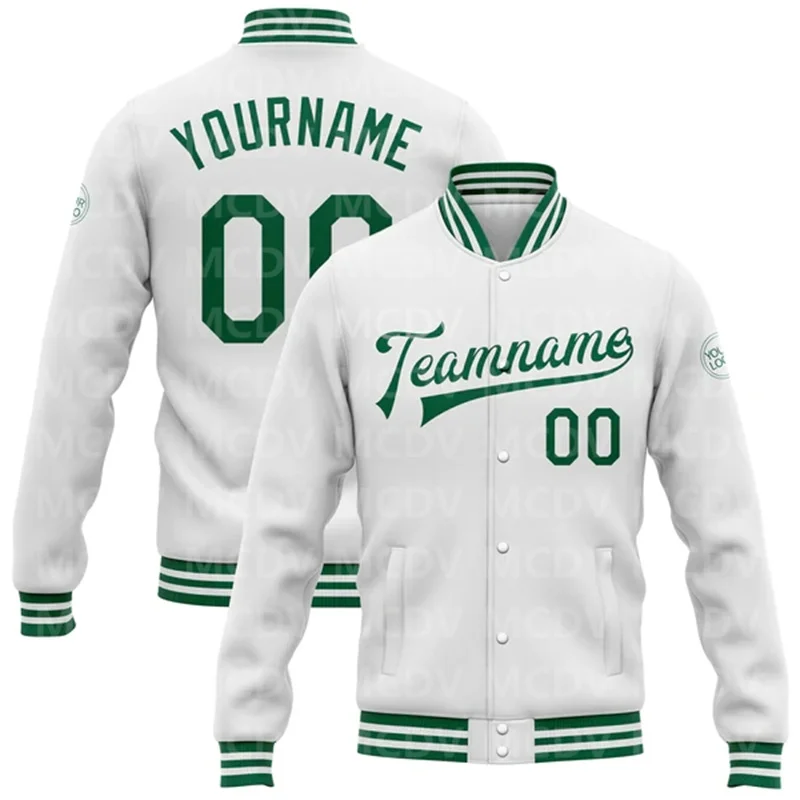 Top Trends: Custom White Kelly Green Bomber Full-Snap Varsity Letterman Jacket Baseball Button Jacket Shoppable Styles