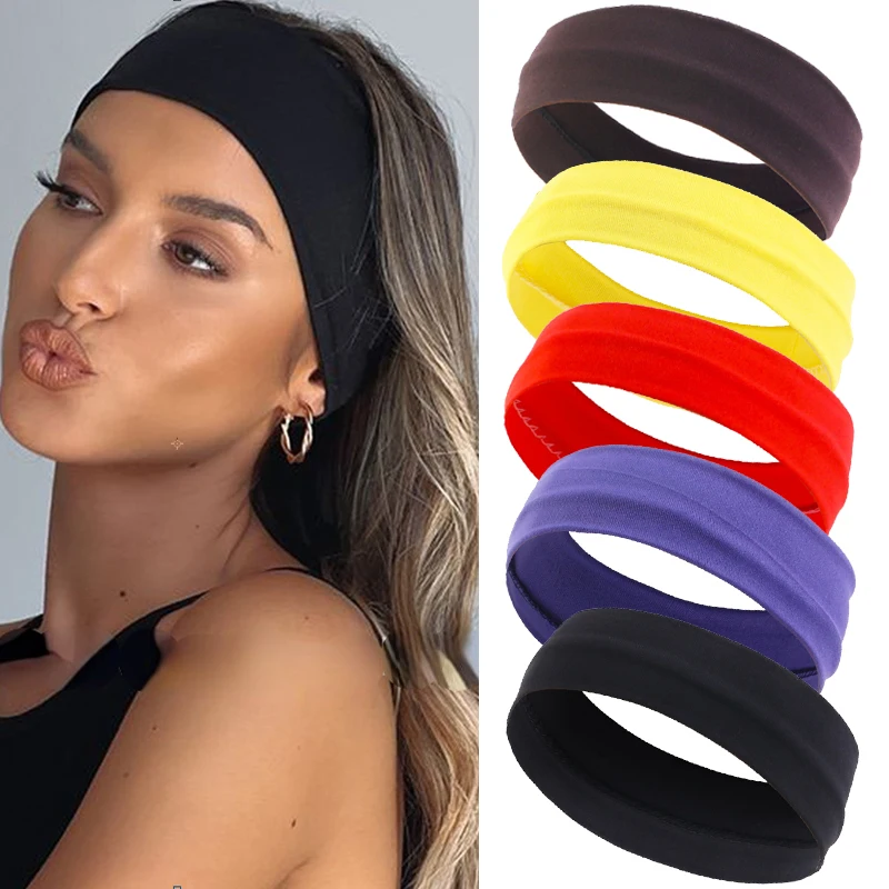 Top Trends: Summer Sports Headbands For Women Fitness Run Yoga Bandanas Solid Color Elastic Hair Bands Stretch Makeup Hair Accessories 2023 Shoppable Styles