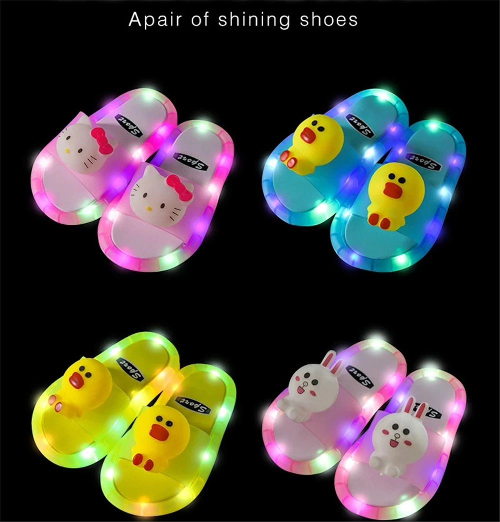 Top Trends: Summer Children's Light Slippers Non-slip Breathable Cute Animal Pattern Luminous LED Girls Boys Household Slippers Kids Shoes Shoppable Styles