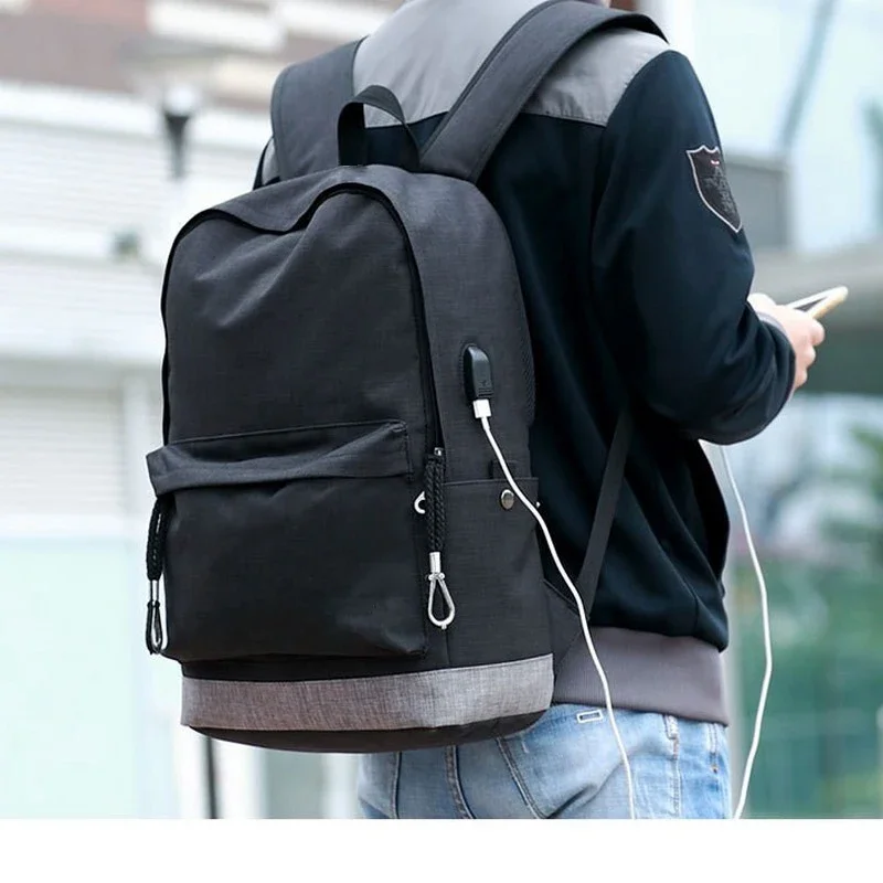 Top Trends: Canvas Backpack Men Casual Back Pack USB High School Bags For Teenagers Boys Schoolbag Teens Black Large Capacity Male Bagpack Shoppable Styles