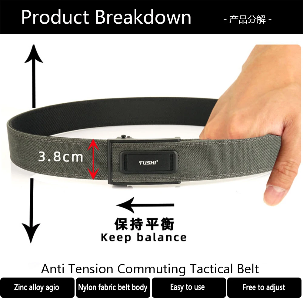 Top Trends: TUSHI Military 140cm Gun Belt For Men Sturdy Nylon Metal Automatic Buckle Police Belt Tactical Outdoor Girdle IPSC Accessories Shoppable Styles - Image 6