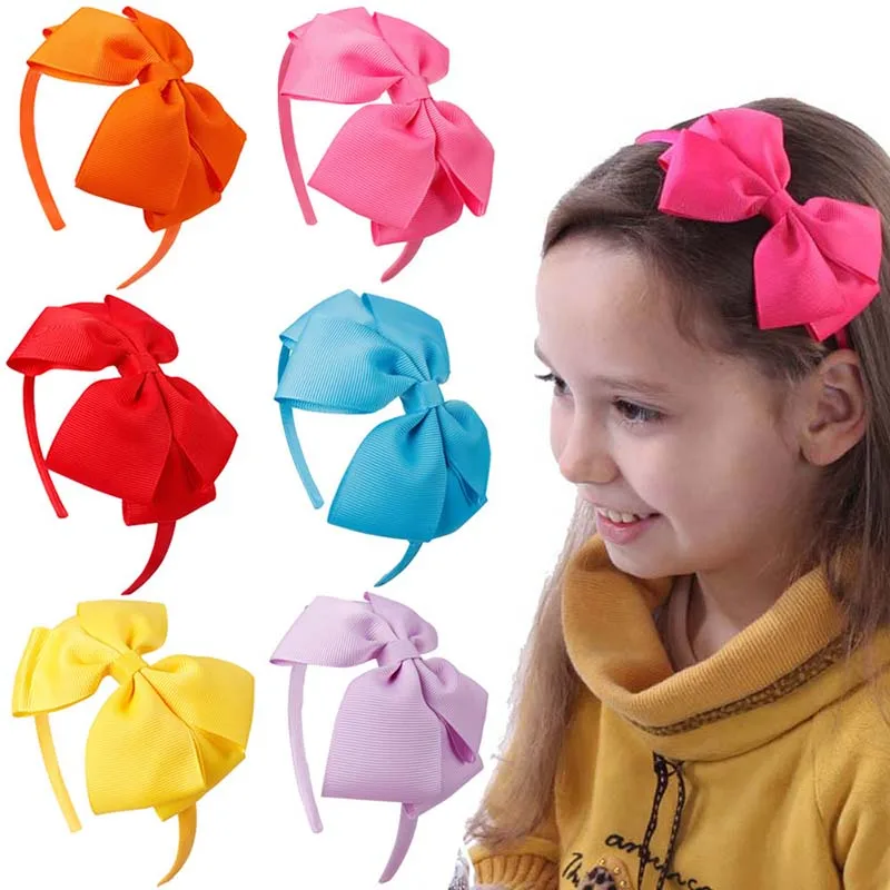 Top Trends: Oaoleer Hair Accessories 4'' Bow Hairband For Girls Handmade Solid Ribbon Headbands With Satin Hoops Kids' Daily Life Headwear Shoppable Styles