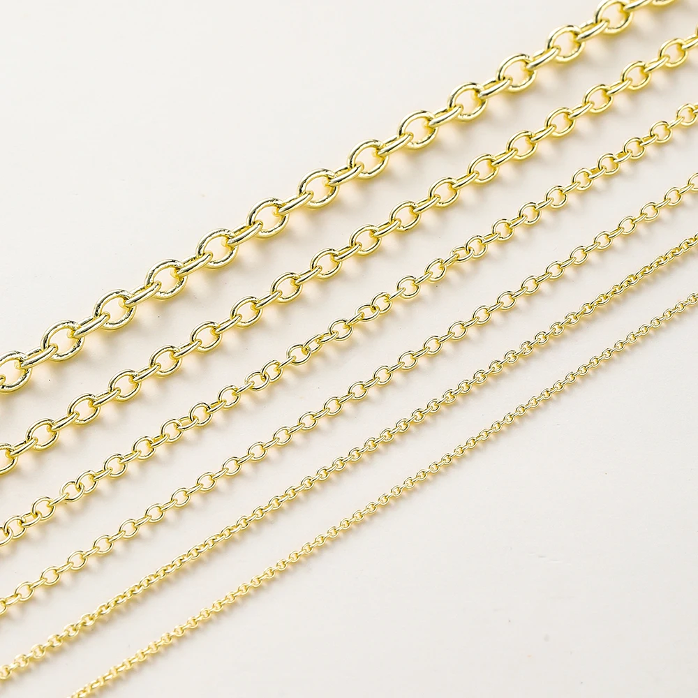 Top Trends: 1Meter / lot 14K 18K Gold Plated Brass Metal Round Link Cable Chains DIY Jewelry Making Chain For Needlework Jewelry Accessories Shoppable Styles