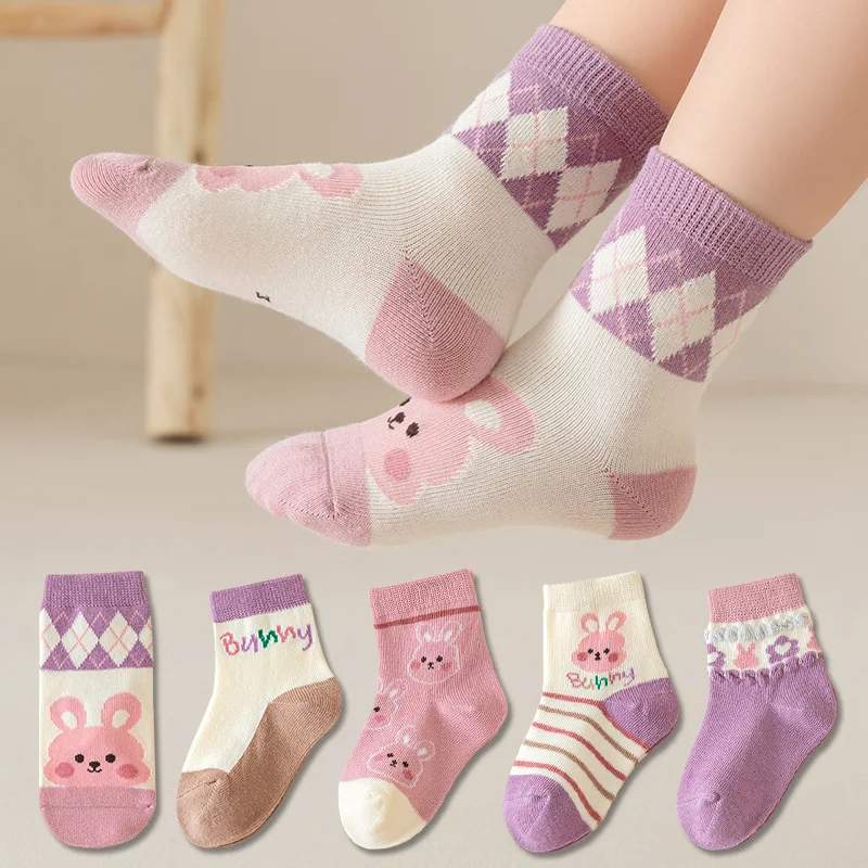 Top Trends: 5 Pairs / lot Cute Baby Girls Socks Autumn Winter Cartoon Children Socks Infant Toddler Boy Socks Kids Students Socks 1-12 Years Shoppable Styles