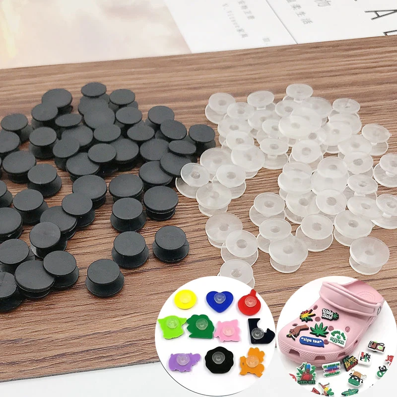 Top Trends: 100Pcs Black Ornaments Back Piece Button Accessories For Diy Shoes Charms Kids Croc Pins Accessories Lightweight Buckles Shoppable Styles