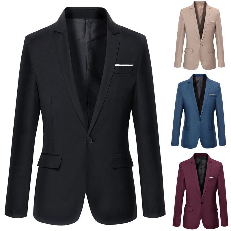 Top Trends: Men's Suit Jacket Casual Business Blazer Elegant Black Slim Fit Navy Blue Red Plaid Spring Autumn Male Suits Blazer Coat Shoppable Styles