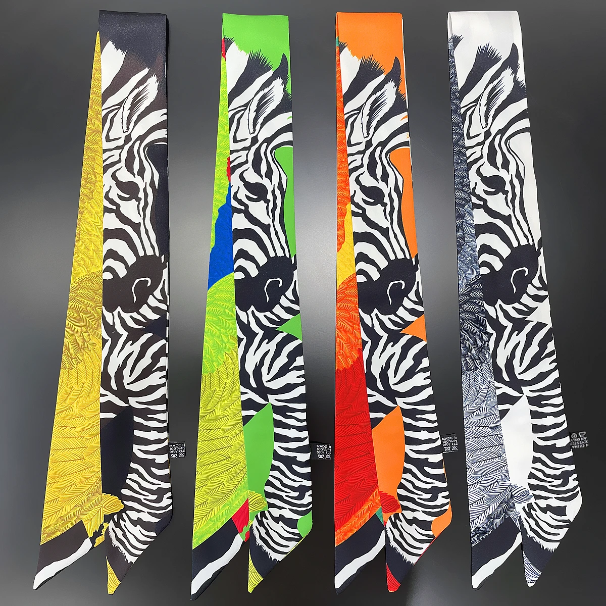 Top Trends: 2023 Brand Design Pegasus Zebra Women Scarf Luxury Silk Scarf Fashion Hair Headband Foulard Skinny Bag Scarves Neckerchief Shoppable Styles