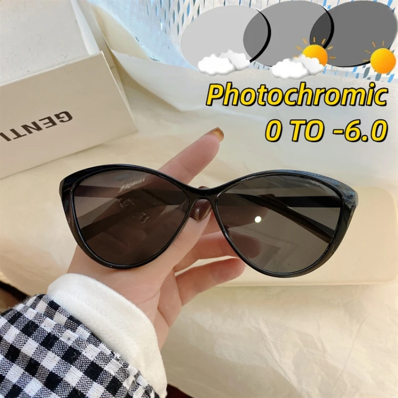 Top Trends: Cat Eye Photochromic Myopia Glasses Retro Frame Color Changing Short Sight Eyewear Ultralight Anti-blue Light Near Sight Glasses Shoppable Styles