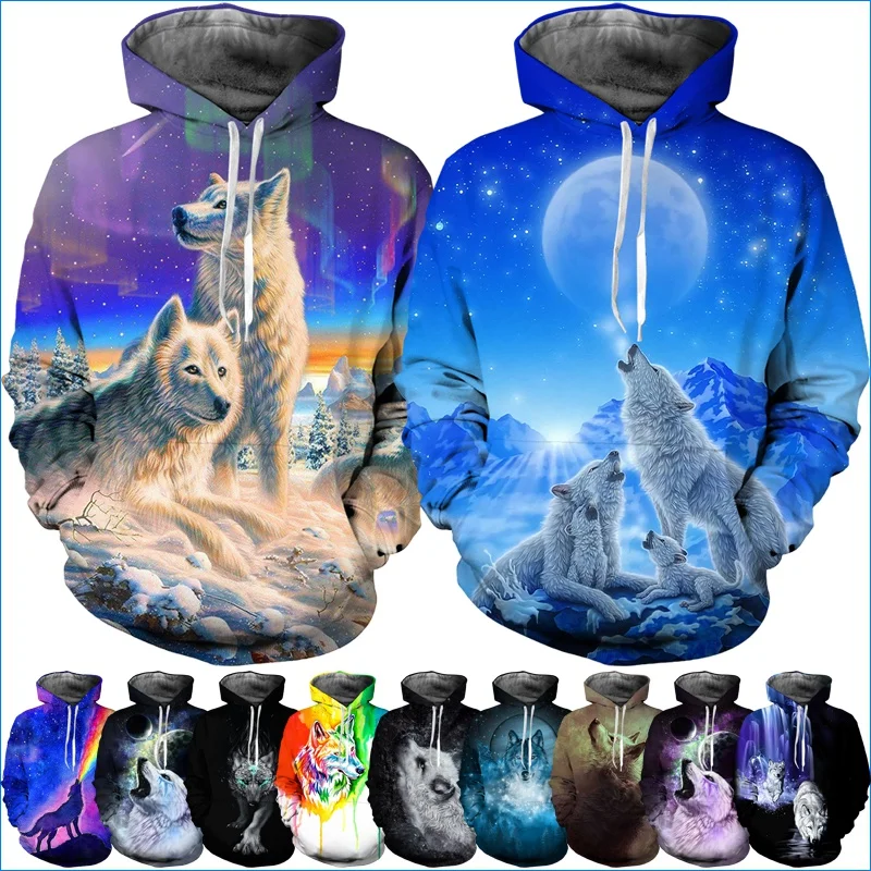 Top Trends: New Fashion Casual Hip Hop Streetwear Sweatshirts Men Women 3D Print Wolf Couples Hoodies Shoppable Styles