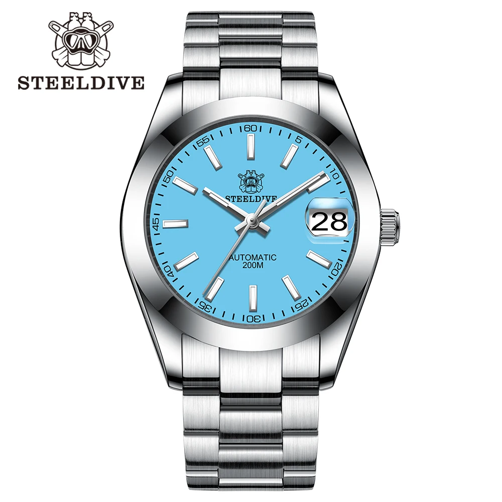 Top Trends: STEELDIVE Diver Watch 1934 Turquoise Dial Retro Water Ghost Luxury Sapphire NH35 Men Automatic Mechanical Watches 20Bar Luminous Shoppable Styles