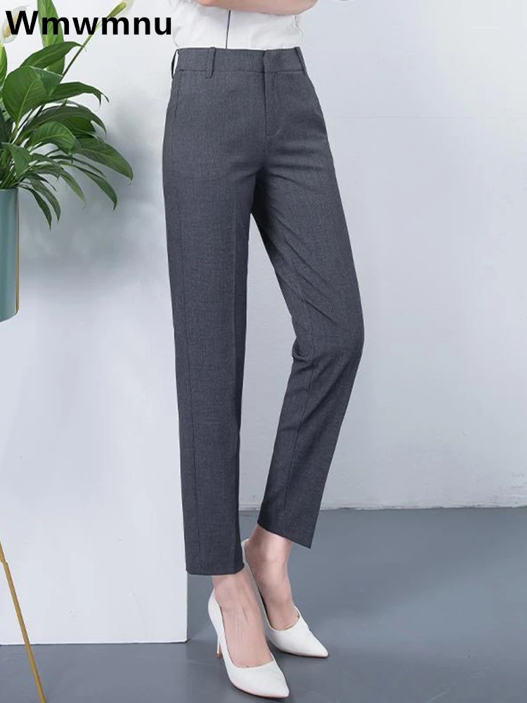 Top Trends: New Formal High Waist Pencil Pants Women Casual Oversized 4xl Korean Office Pantalones Slim OL Candy Color Capris Trousers Shoppable Styles