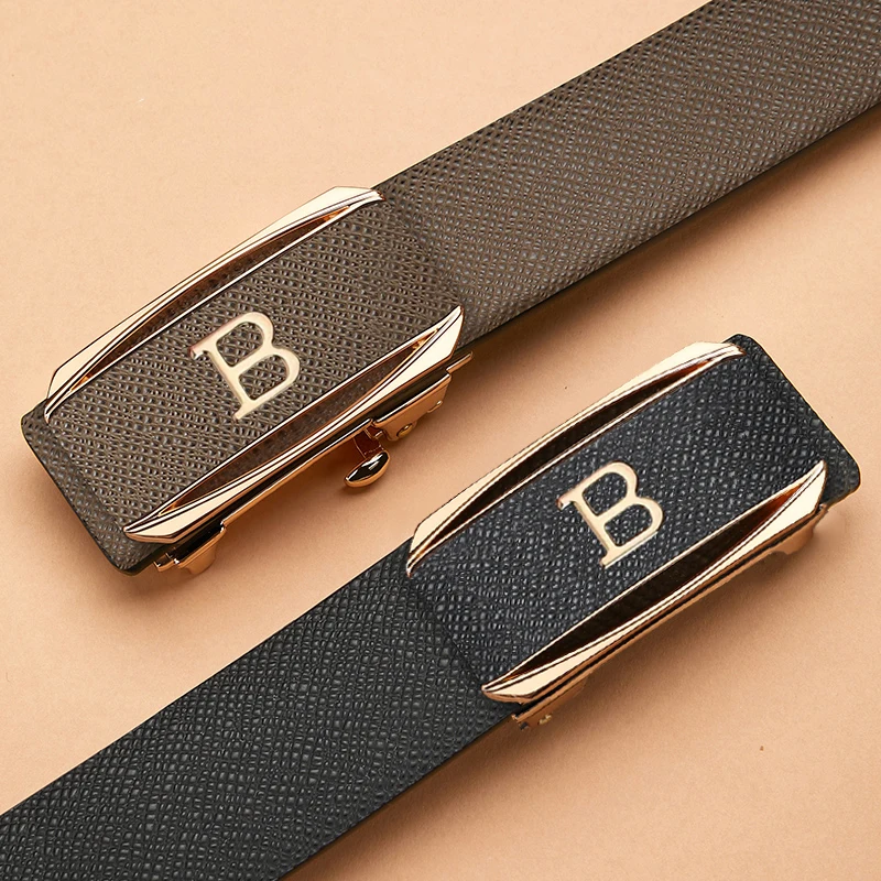 Top Trends: 2023 High Quality Coffee Genuine Leather Belt B Letter Automatic Buckle Fashion Men's Belt Designer Casual Belt Ceinture Homme Shoppable Styles - Image 6