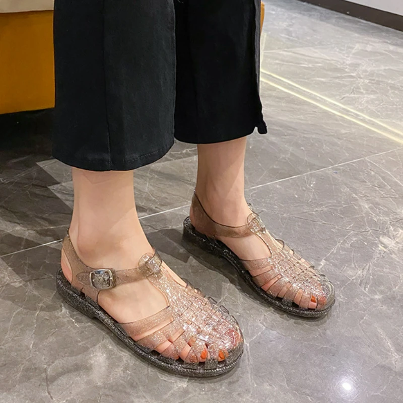 Top Trends: Plastic Sandals Women Summer Shoes Promotion Ladies Casual Flat Hollow Jelly Sandal Beach Shoes Sandalias De Mujer Shoppable Styles - Image 5