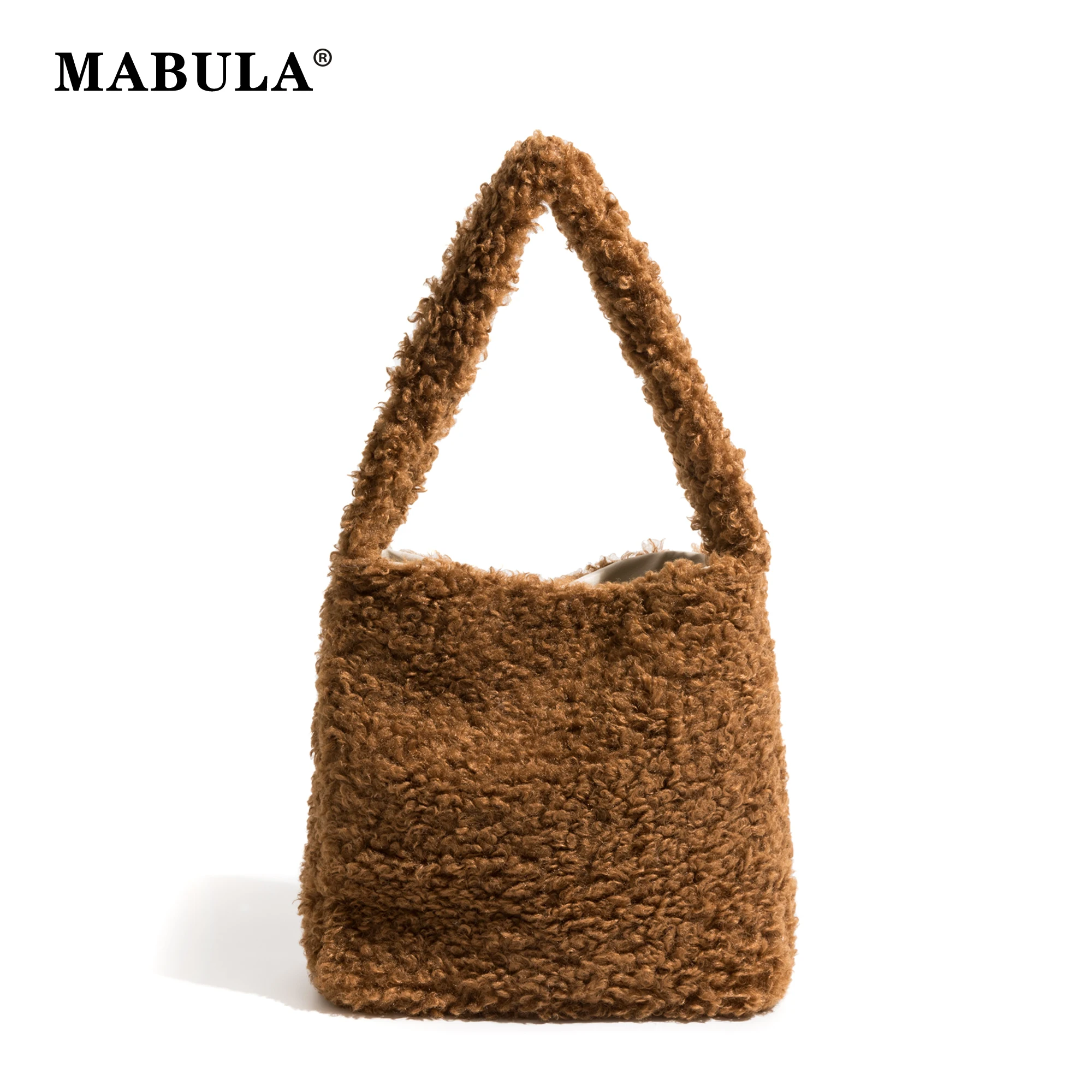 Top Trends: MABULA Fluffy Square Faux Fur Female Shoulder Purse Stylish Winter Plush Handbag For Woman Casual Lightweight Lady Bag For Work Shoppable Styles