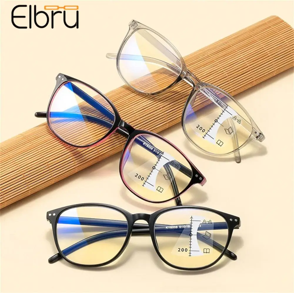 Top Trends: Elbru Multifocal Progressive Reading Glasses Men Women Retro Anti Blue UV Protect Reading Eyewear Anti-glare Computer Eyeglasses Shoppable Styles