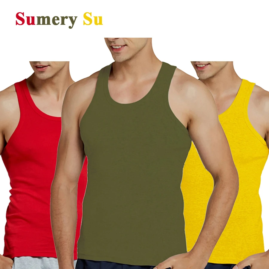 Top Trends: Tank Tops Men 2024 Summer 100% Cotton Cool Fitness Vest Sleeveless Tops Gym Slim Colorful Casual Undershirt Male 7 Colors 1PCS Shoppable Styles