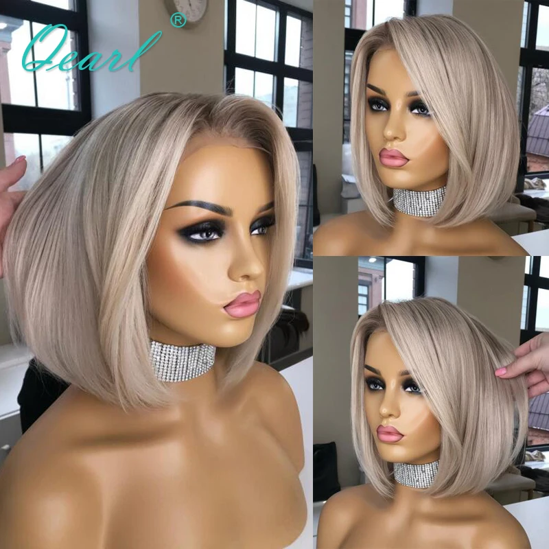 Top Trends: White Ash Blonde Colored Human Hair Wigs Straight Lace Frontal Wig Short Bob Cheap Natural Virgin Hair 13x4 150% Free Part Qearl Shoppable Styles