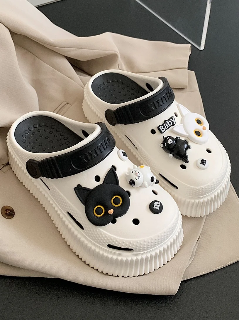 Top Trends: Cute Cat Hole Garden Shoes For Women Slippers 2023 Summer High Rise Thick Sole Soft Sandals Outdoor Beach Slipper Shoppable Styles