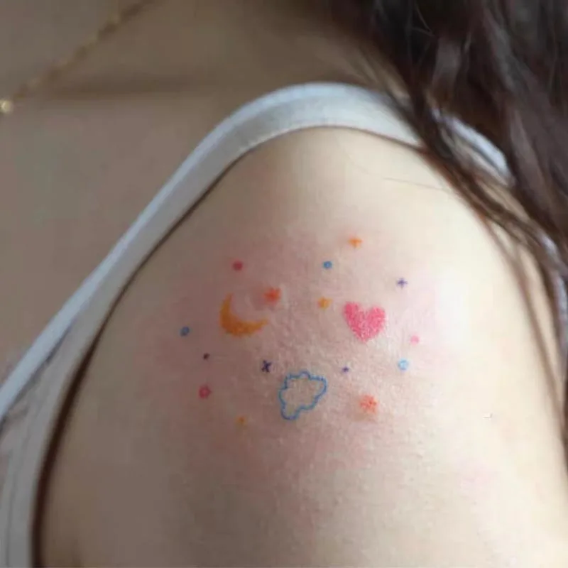 Top Trends: Waterproof Temporary Tattoo Sticker Moon Clouds Heart Stars Cute Harajuku Design Body Art Fake Tattoo Flash Tattoo Arm Female Shoppable Styles