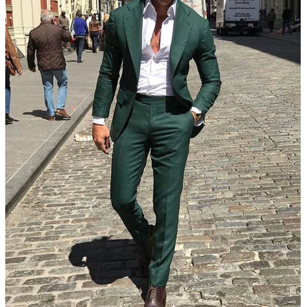 Top Trends: Latest Design Dark Green Notched Lapel Slim Fit Men Suits For Men Costum Homme Groom Tuxedos Terno Masculino 2PCS(Jacket+ Pants) Shoppable Styles