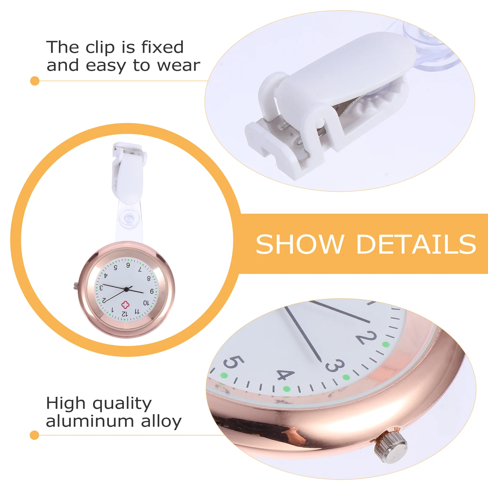 Top Trends: Nurse Fob Watch Fashionable Clip- On Nursing Watch Aluminium Alloy Nurse Watch Retractable Watch ( Rose ) Shoppable Styles - Image 5