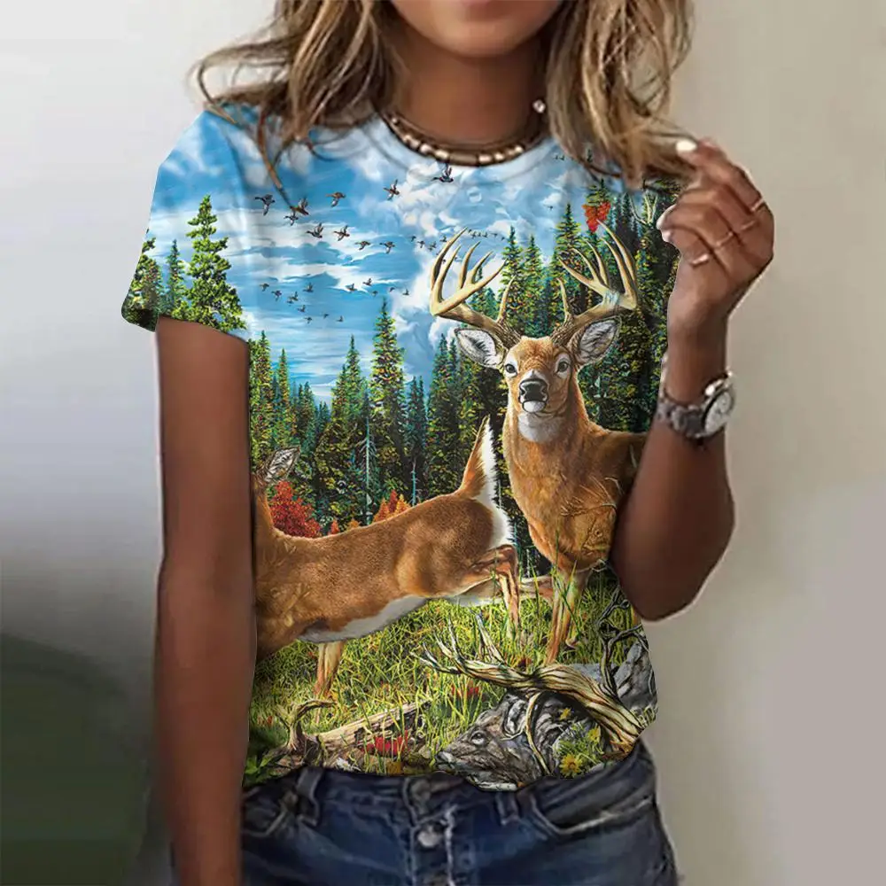 Top Trends: Summer Fashion Blouse Women&#039;s Tshirts 3d Wild Animals Theme T Shirt Casual Tees Short Sleeve Top Basic Oversized Female Clothing Shoppable Styles