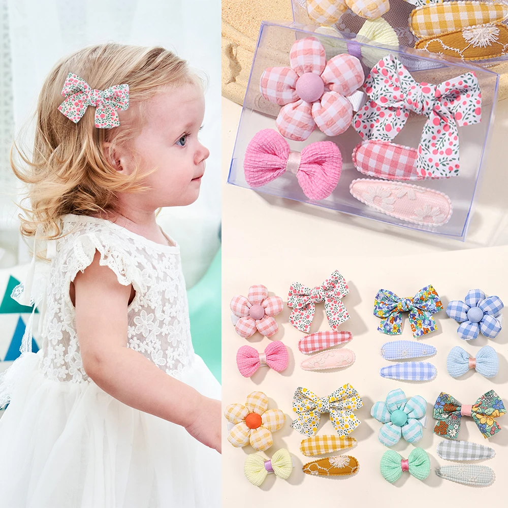 Top Trends: 5pcs / set Mini Baby Girl Hair Clip Cute Floral Bow Bunny Princess Hairpin For Toddler Girl Lovely Bang Side Clip Hair Accessories Shoppable Styles