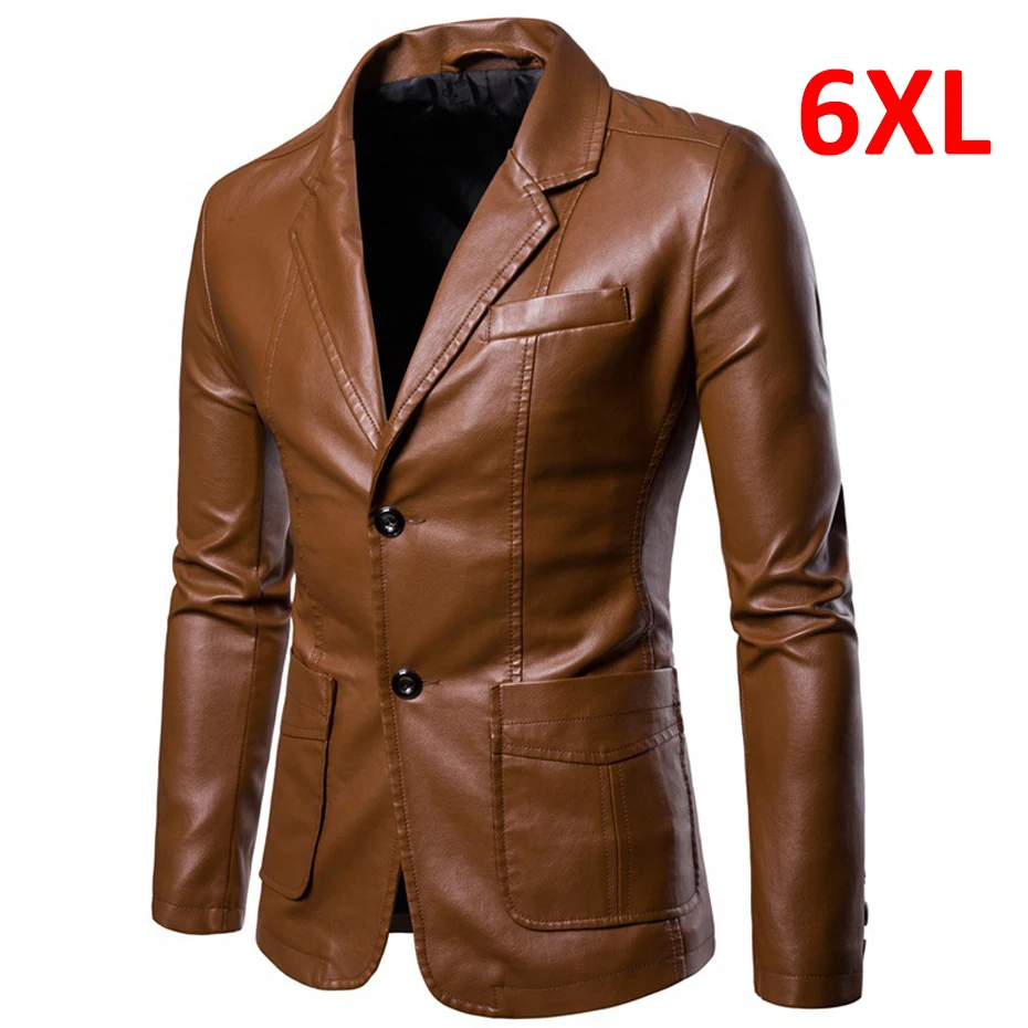 Top Trends: Plus Size 5XL 6XL PU Jacket Men Solid Color Leather Coat Jacket Casual Motorcycle Biker Coat Leather Jackets Male Big Size 6XL Shoppable Styles