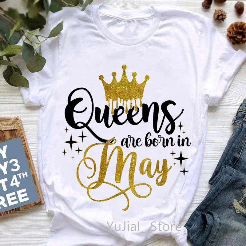 Top Trends: Summer Fashion Women’S T-Shirt Golden Crown Queen Are Born In January To December Graphic Print Tshirt Femme Birthday Gift Tops Shoppable Styles