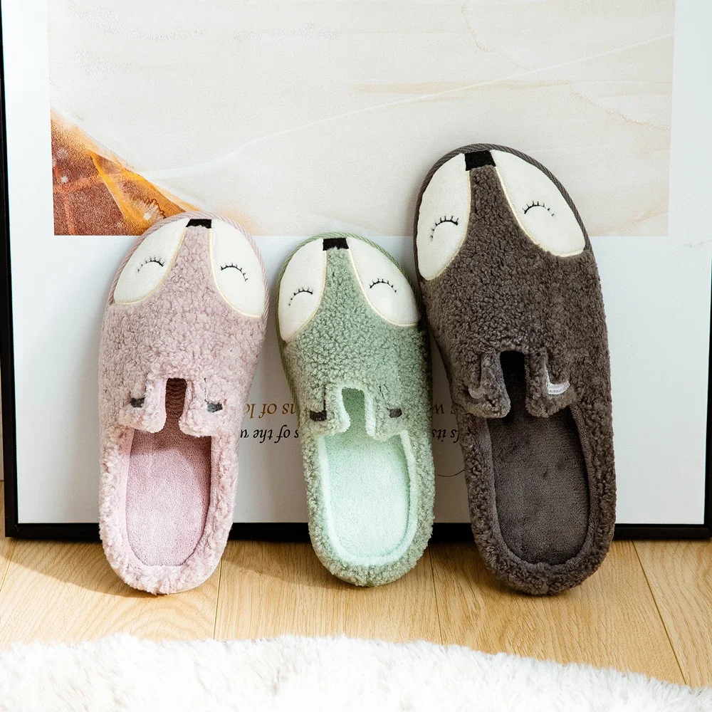 Top Trends: Winter House Women Fur Slippers Soft Memory Foam Sole Cute Cartoon Fox Bear Bedroom Ladies Fluffy Slippers Couples Plush Shoes Shoppable Styles - Image 2