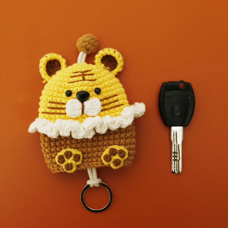 Top Trends: Cute Crochet Keychains For Car Keys Knitting Tiger Bag Keychians Creative Car Keys Keychain With Storage Bag Knitted Keys Holder Shoppable Styles