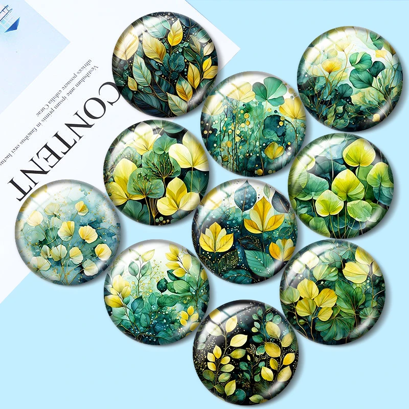 Top Trends: Watercolor Green Plants 10pcs 12mm / 16mm / 18mm / 25mm Round Photo Glass Cabochon Demo Flat Back Making Findings Price: CNY 12.48 / P Shoppable Styles