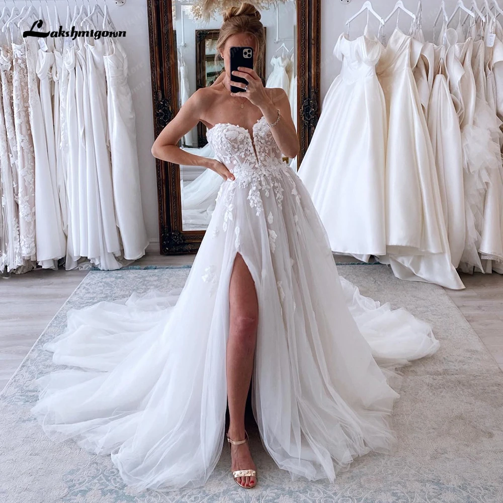 Top Trends: Lakshmigown Vintage Wedding Dresses With Slit Sweetheart A-Line Bridal Gowns Vestidos De Nova Princess Bride Dress Shoppable Styles