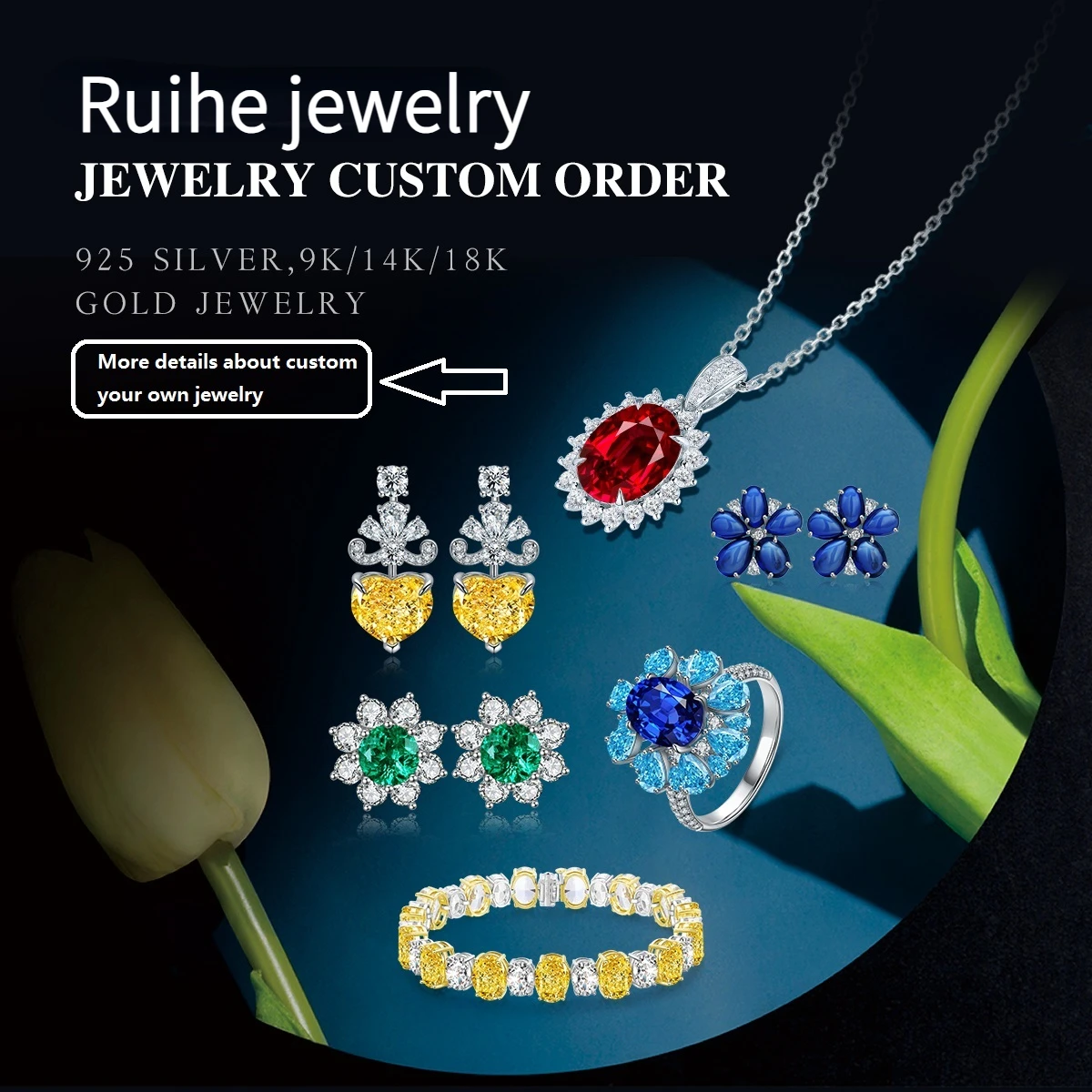 S0fdae3d54b124e398b80b3321009ee2eE Ruihe New Luxury Fashion18k Gold about 3.49ct Natural Fancy Colors Gemstones Earrings Jewelry for Women Party Gifts Personalized