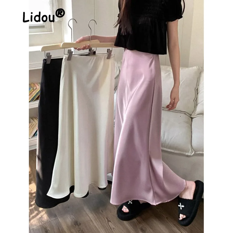 Top Trends: Temperament Silk Smooth Satin Half Length Dress For Women With Sagging Medium Length High Rise Slim VersatileFish Tail Skirt Shoppable Styles