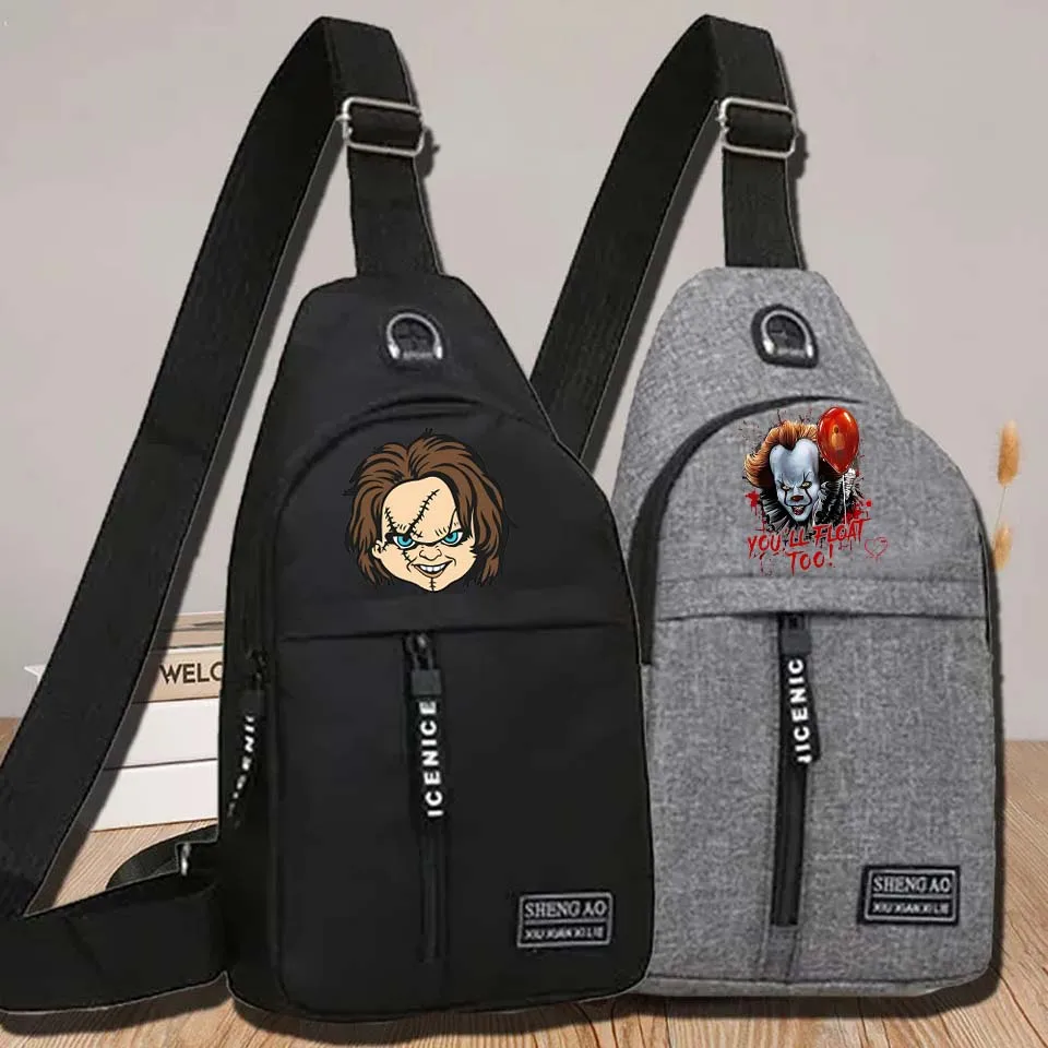 Top Trends: Cartoon Chucky Doll It Movie Chest Bag Men Oxford Cloth Fashion Sports Shoulder Crossbody Bag Outdoor Trend Sling Canvas Bags Shoppable Styles