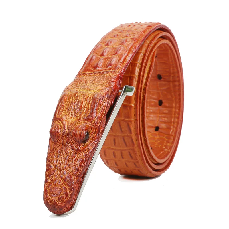 Top Trends: Luxury Leather Designer Men's Belt Crocodile Skin Belt Genuine Leather Alligator Strap Crocodile Head Belt Real Cowhide Shoppable Styles - Image 2