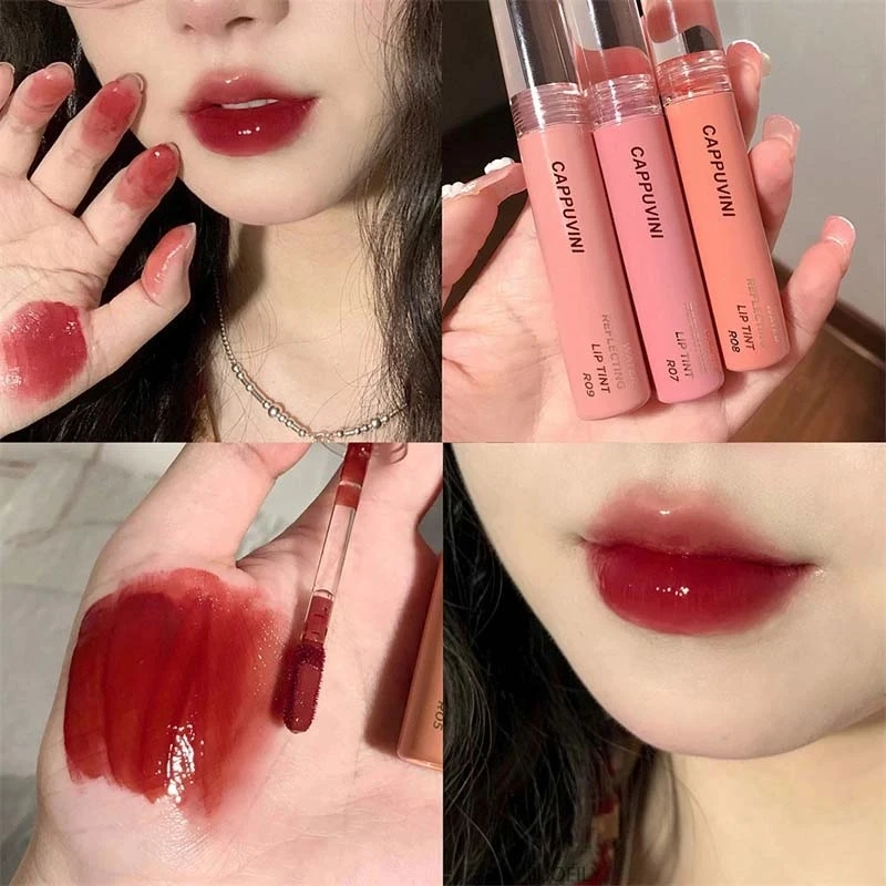 Top Trends: Long Lasting Cherry Pink Mirror Water Dyeing Lipgloss Lip Glaze Waterproof Moisturizing Liquid Lipstick Sexy Red Lip Tint Makeup Shoppable Styles