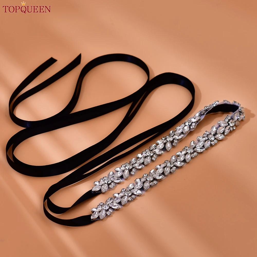 Top Trends: TOPQUEEN Luxury Wedding Belt Silver Rhinestone For Women Dresses Bridal Decoration Thin Ribbon For Bridesmaids Sparkly S16 Shoppable Styles