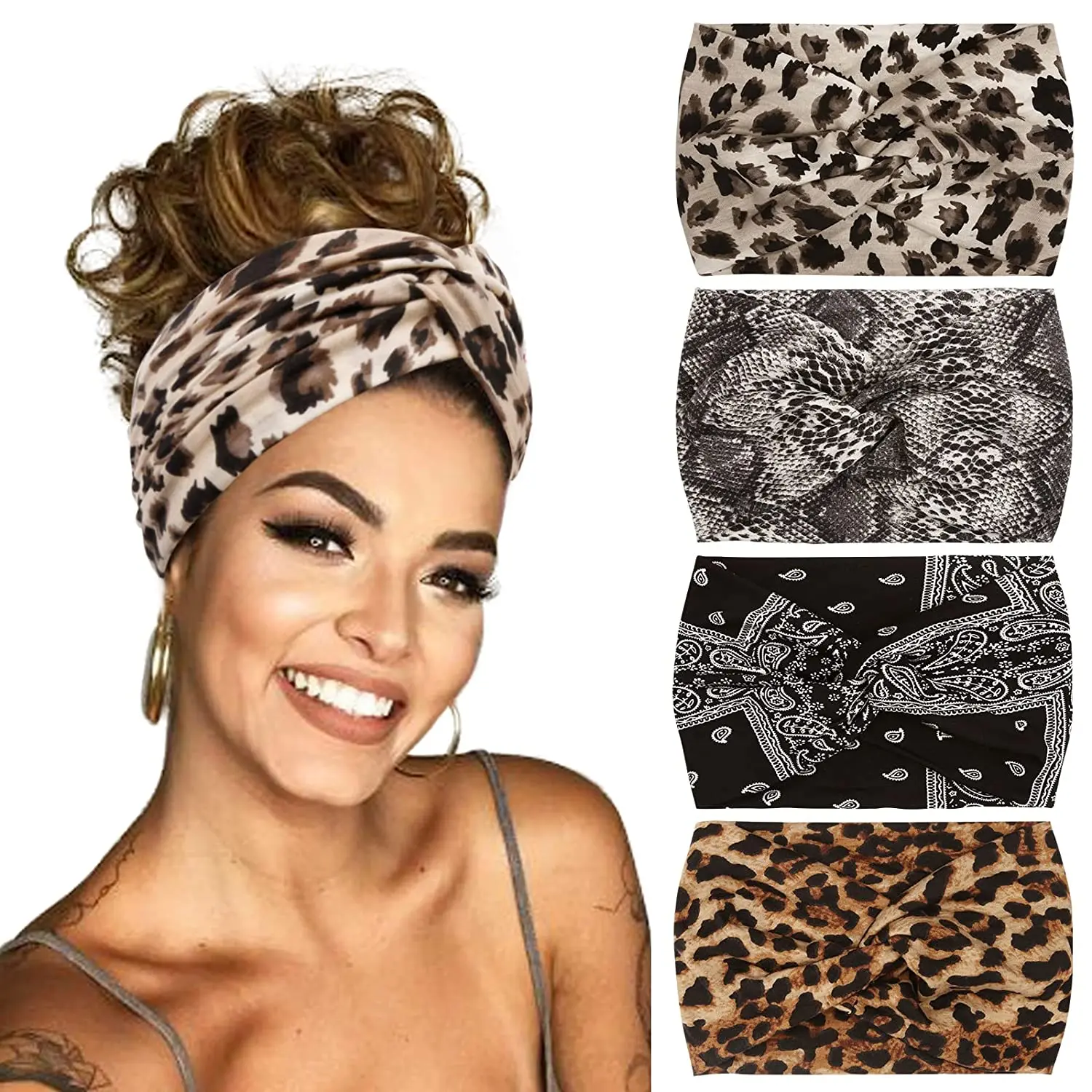 Top Trends: Yoga Headbands For Women's Hair Wide Thick Stretchy Boho African Turban Knotted Leopard Head Bands Shoppable Styles