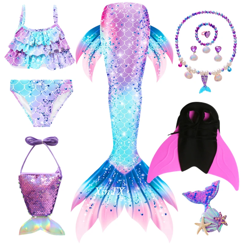 Top Trends: Kids Girls Mermaid Tail Swimming Costume Cosplay Children Princess Dress Swimsuit Fantasy Beach Bikini Can Add Monofin Fin Shoppable Styles