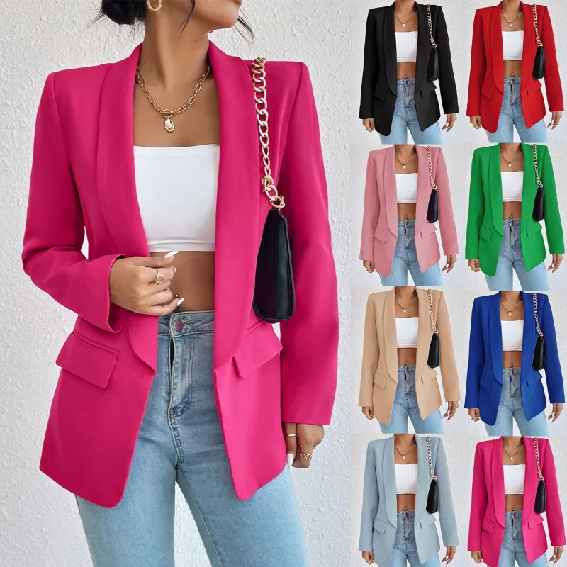 Top Trends: Fashion Spring Traf Women's Jacket 25 34 Solid Polyester Cotton Non Strech Long Sleeve Office Lady Blazers New In Outerwears Shoppable Styles