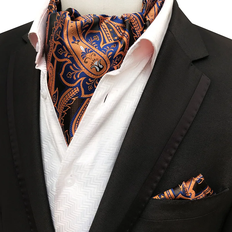 Top Trends: Glamour Men&#039;s Scarf Retro Silk Jacquard Tie Cravat Neckerchief Men&#039;s Ascot Tie Hanky Suits Set Pocket Handkerchief Men Gift Shoppable Styles