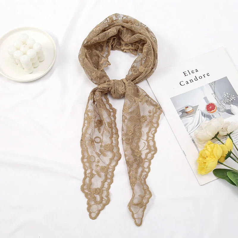 Top Trends: New Solid Lace Triangle Scarf For Women Fashion Elegant Versatile Cutout Flower Print Scarf Shawl Dress Accessories Gift Shoppable Styles - Image 3