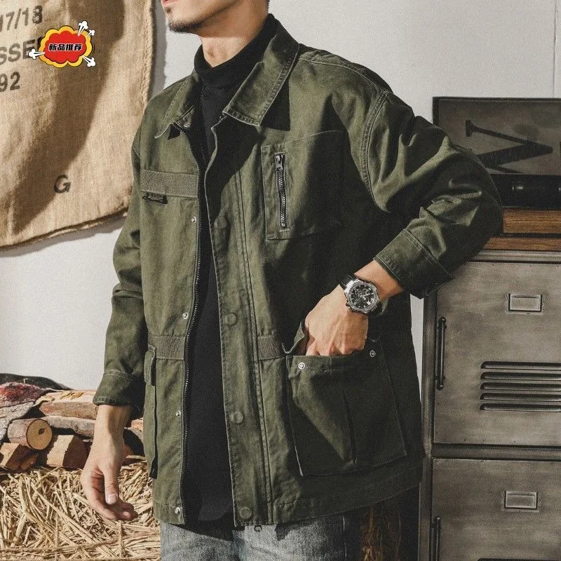 Top Trends: Spring And Autumn Street Casual Jacket Clothing New Men's Classic Retro Army Green Shirt Jacket Loose Lapel Outdoor Workwear Shoppable Styles