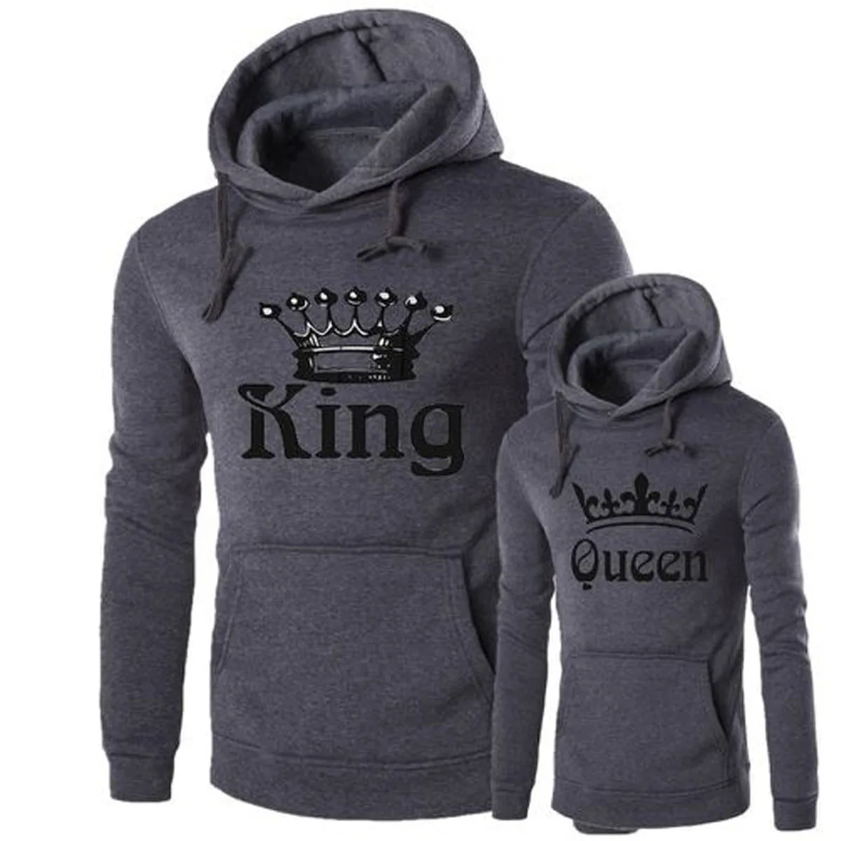 Top Trends: New Fashion Casual Hoodies Sweatshirt Couples Hooded Pullover Hoodies Print King Queen Spring Winter Tops Men / Women Clothing Shoppable Styles