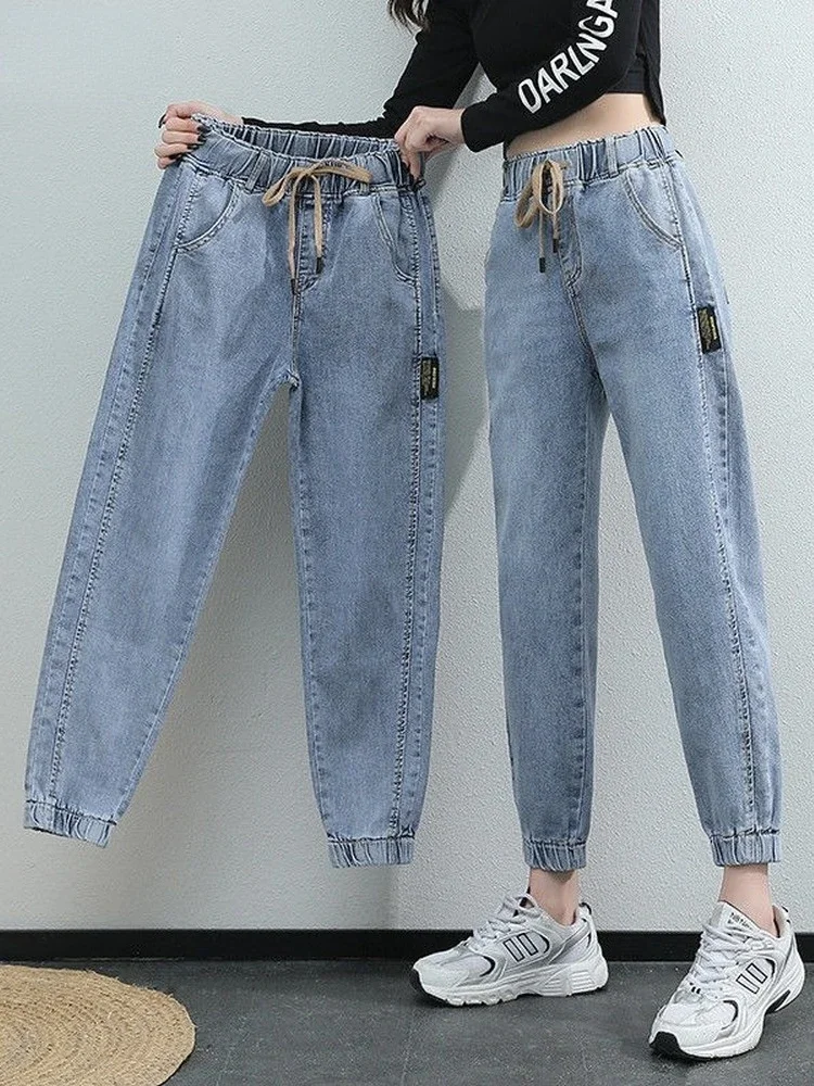 Top Trends: 2024 Harem Pants Vintage High Waist Jeans Woman Women's Jeans Ankle Length Mom Jeans Cowboy Denim Pants For Women Clothes Shoppable Styles - Image 2