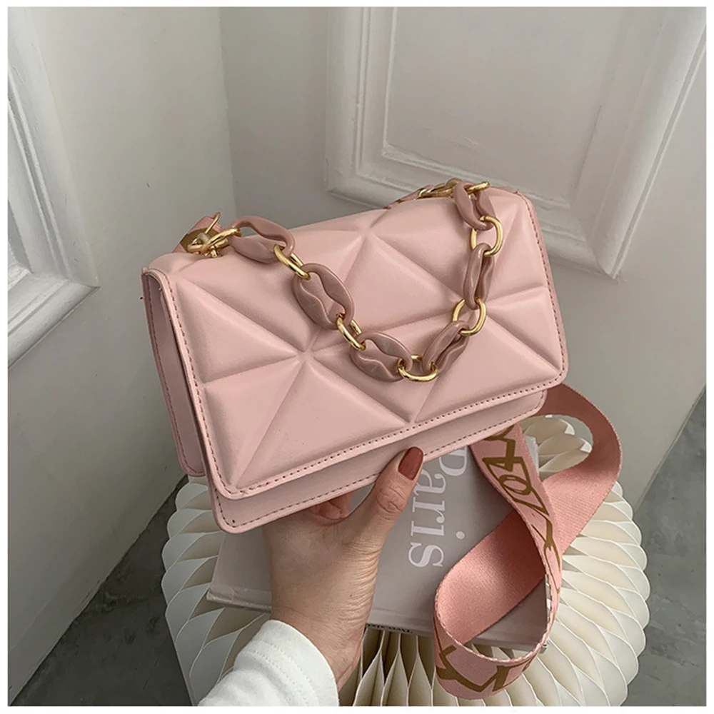 Top Trends: New Fashion Large Shoulder Bags For Women Stone Pattern PU Leather Crossobdy Bags Pink Tote Handbags Chain Shopper Clutch Purses Shoppable Styles