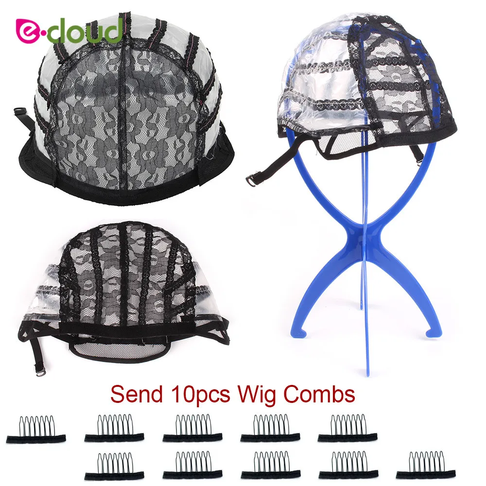 Top Trends: 10pcs / bag Double Lace Adjustable Wig Caps Weave Breathable Durable Hot Black Coffee Beige Dome Cap For Wig Hair Net Easy To Use Shoppable Styles