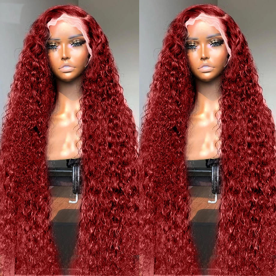 Top Trends: Colored Burgundy 13x6 Hd Lace Frontal Human Hair Wig Deep Wave Wig 13x4 Curly Water Wave Lace Front Wig Brazilian Wigs On Sale Shoppable Styles